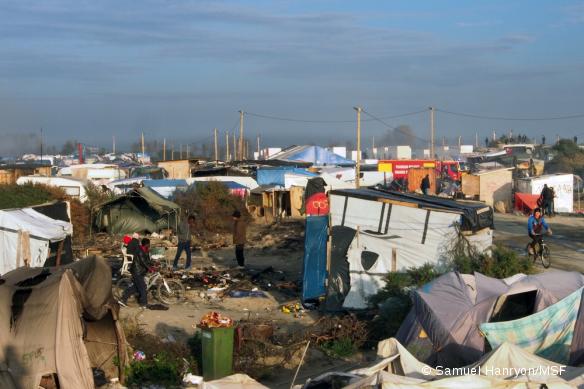 La Jungle de Calais lors de son démantèlement en octobre 2016.