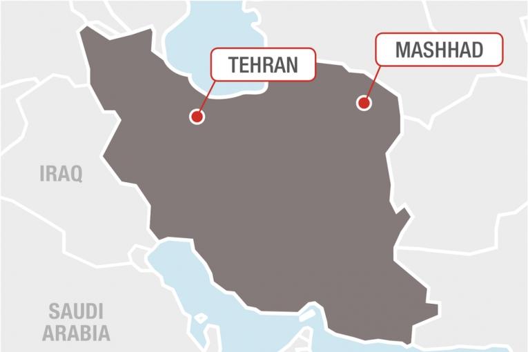 Lieux d'intervention de MSF en Iran en 2018