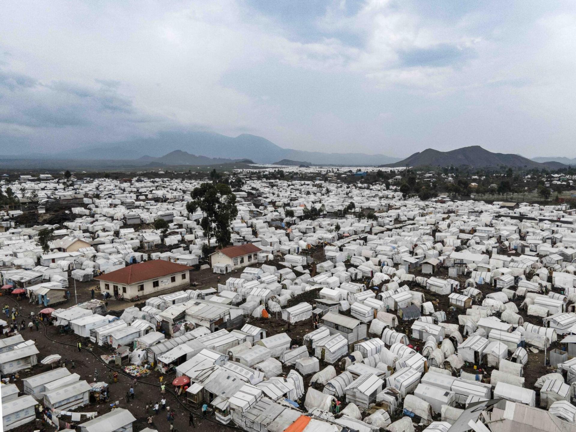 Wide aerial view of the Lushagala camp