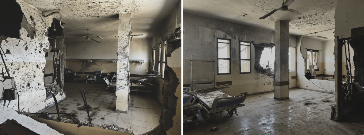 Palestine, Khan Younis, sud de Gaza, 23 avril 2024. Photographies prises à l'intérieur de l'hôpital Nasser, après que ce dernier a été assiégé et attaqué par les forces israéliennes.
 © Ben Milpas/MSF