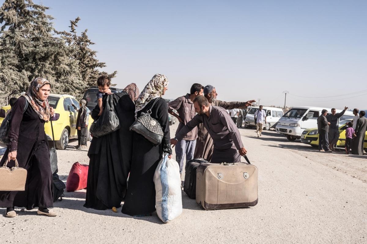 Une famille Syrienne arrive au camp d'Aïn Issa.
 © Agnes Varraine-Leca