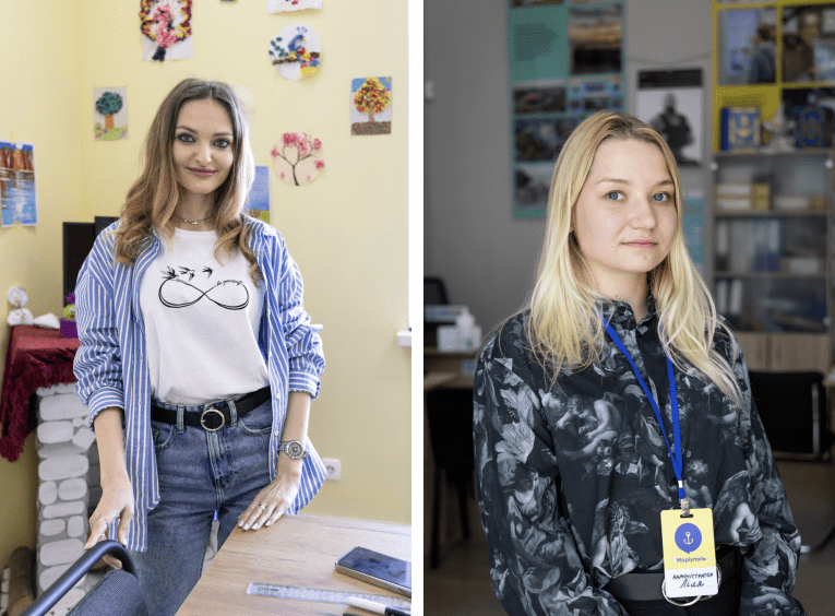 Portraits de Mariana Rachok&nbsp;(gauche)&nbsp;et Alina Roshevska (droite).
 © Fanny Hostettler/MSF