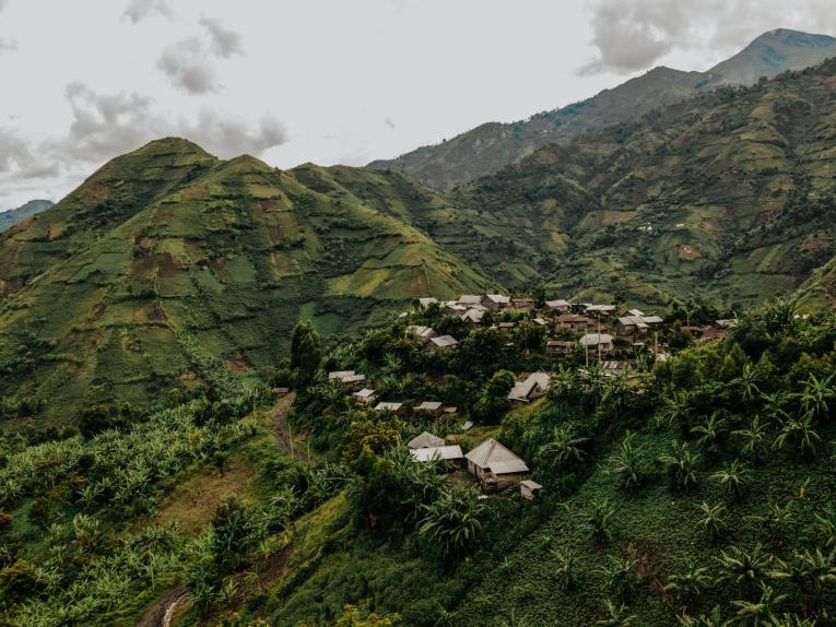 Vue de la région de Minova dans la province du Sud-Kivu. République démocratique du Congo.
 © Hugh Cunningham