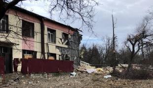 Vue de l'hôpital de Selydove touché par deux missiles le 20 novembre 2023. Ukraine.