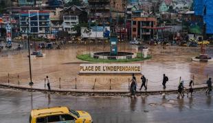 Place de l'indépendance à Bukavu le 19 février 2025, capitale provinciale du Sud-Kivu, où l'activité reste limitée.