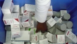 Pharmacie de l' hôpital de district de Chiradzulu au Malawi. MSF travaille dans le sud du pays où près d'une personne sur sept est infectée par le virus du VIH/sida.