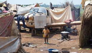 Enfant déplacé dans le camp de M'Poko Bangui février 2014